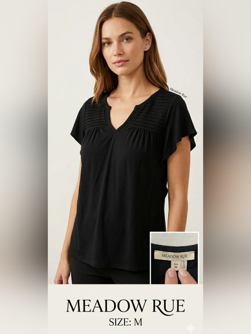 Meadow Rue Black Women's Top Ribbed